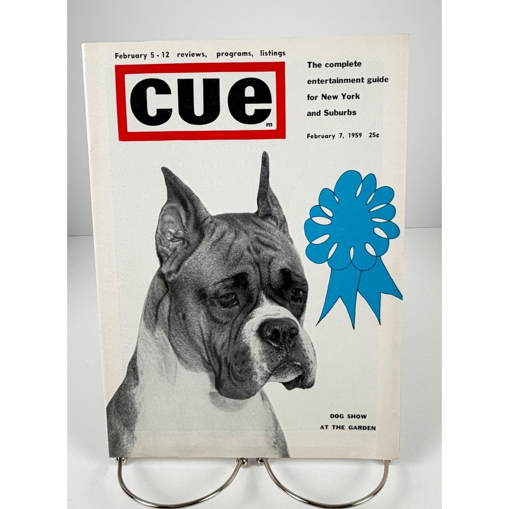 Vintage 1959 Cue Magazine Boxer Dog Show Cover NYC Broadway TV Ads Feb 7